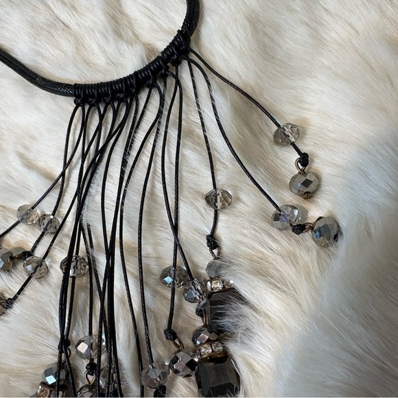 SAACHI Corded Dangle Rhinestone Crystal Statement Necklace - Picture 5 of 7